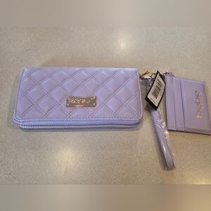 bebe Quilted Lilac Wristlet Wallet with Cardholder